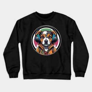 Puppy wearing headphones Crewneck Sweatshirt